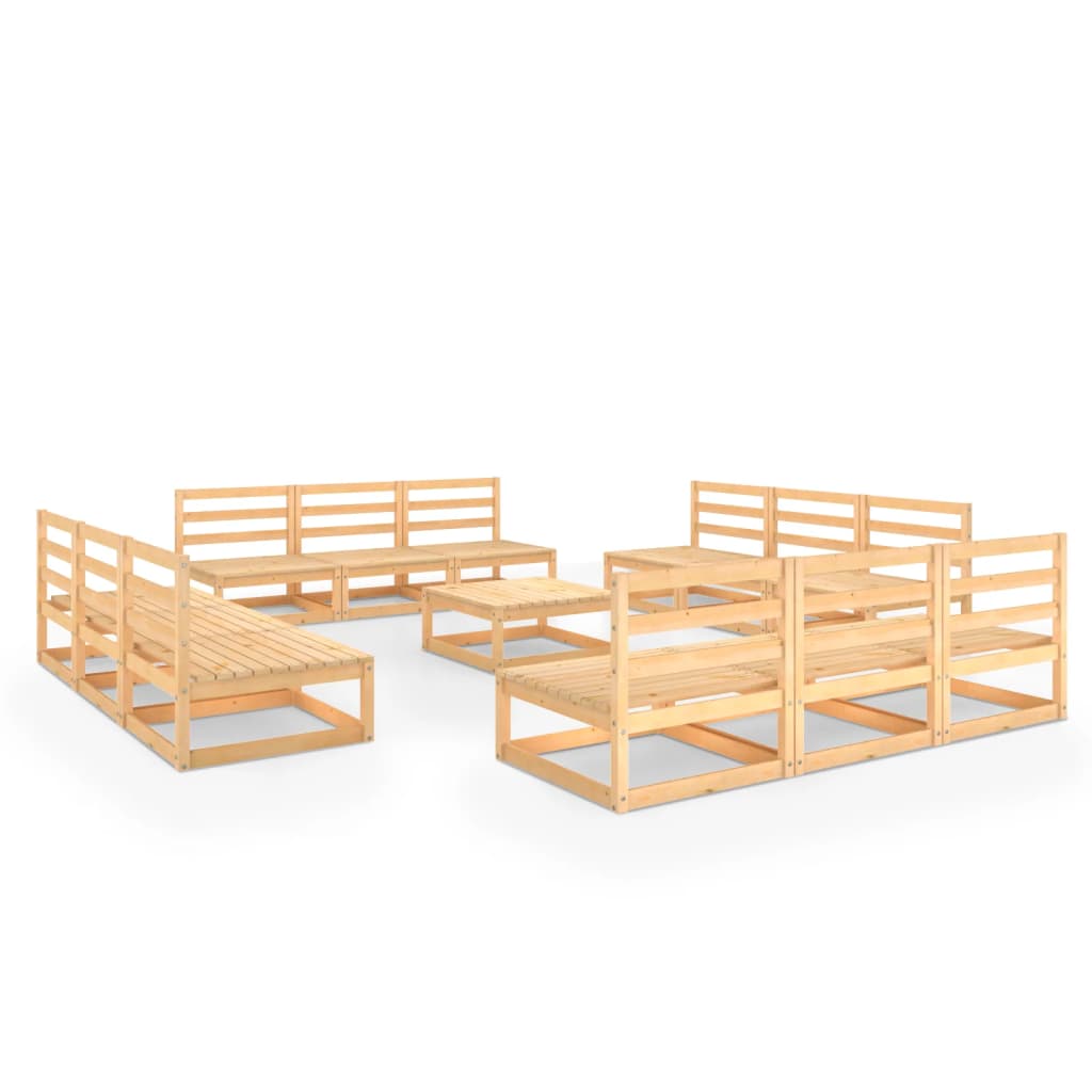 13 Piece Garden Lounge Set Solid Pinewood - Newstart Furniture