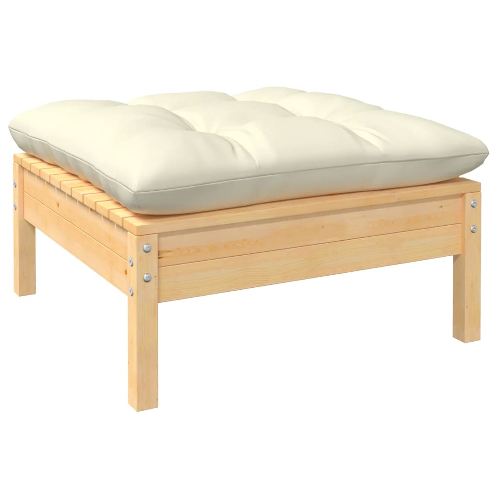 13 Piece Garden Lounge Set with Cream Cushions Pinewood - Newstart Furniture