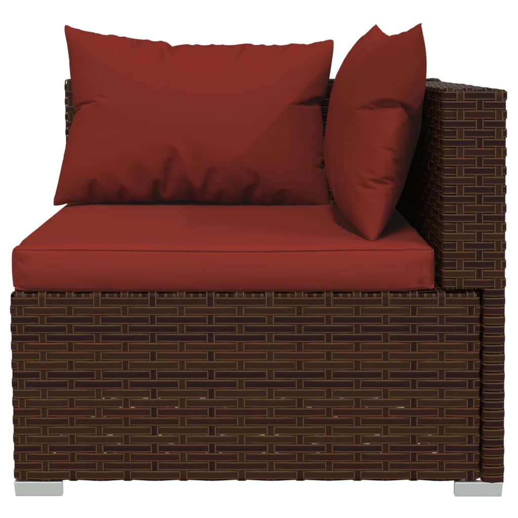 13 Piece Garden Lounge Set with Cushions Brown Poly Rattan - Newstart Furniture