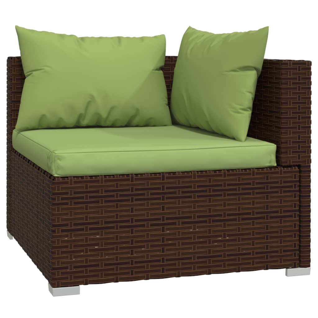 13 Piece Garden Lounge Set with Cushions Poly Rattan Brown - Newstart Furniture