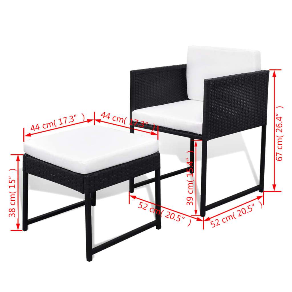 13 Piece Outdoor Dining Set with Cushions Poly Rattan Black - Newstart Furniture