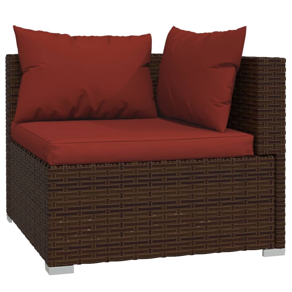 14 Piece Garden Lounge Set with Cushions Brown Poly Rattan - Newstart Furniture