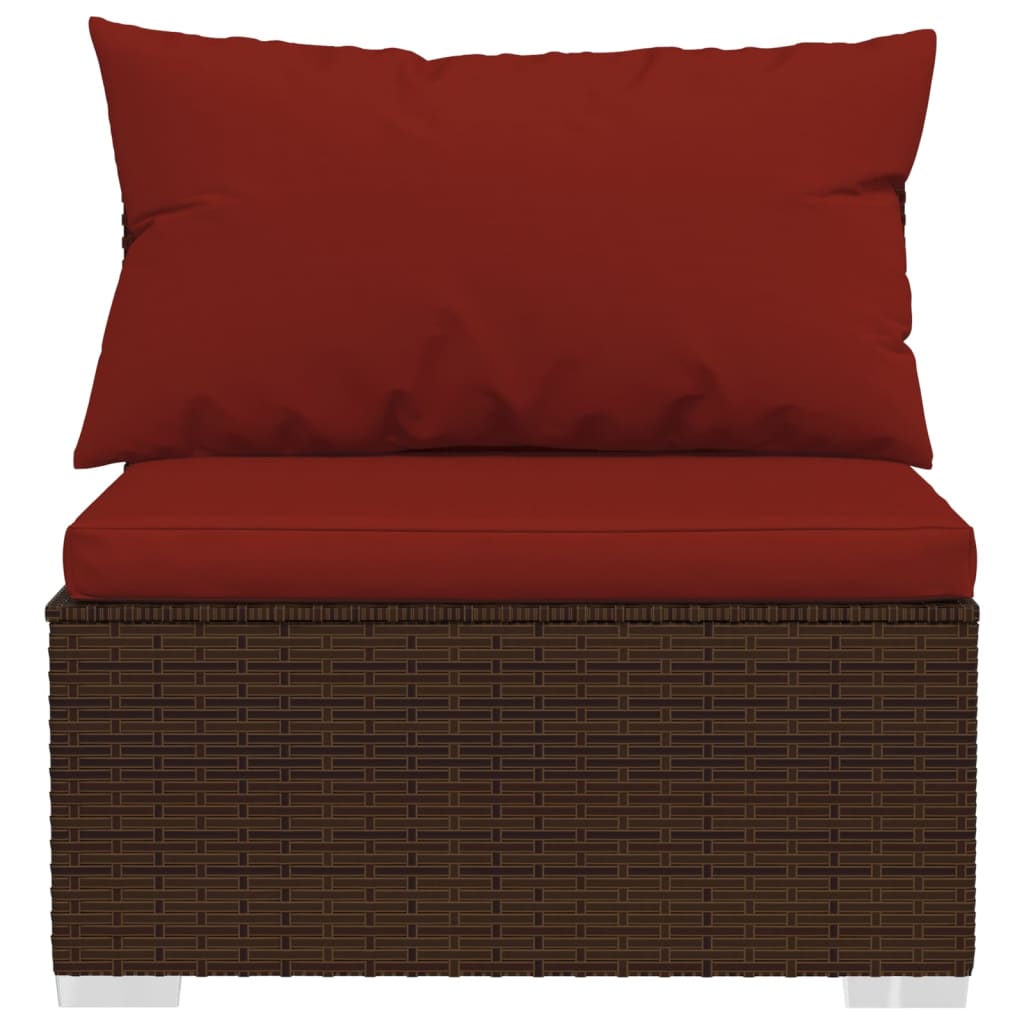 14 Piece Garden Lounge Set with Cushions Brown Poly Rattan - Newstart Furniture