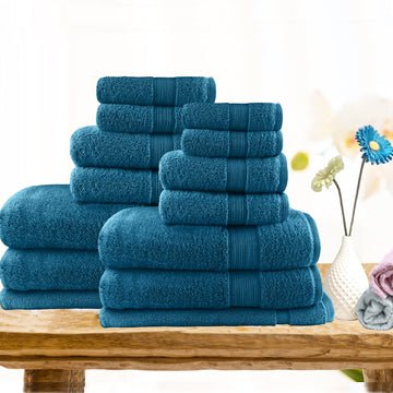 14pc light weight soft cotton bath towel set teal - Newstart Furniture