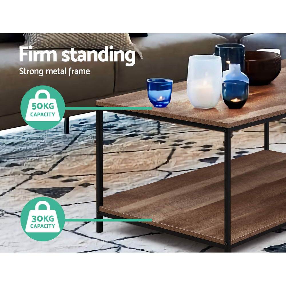 Artiss Two Tier Industrial Coffee Table - Newstart Furniture