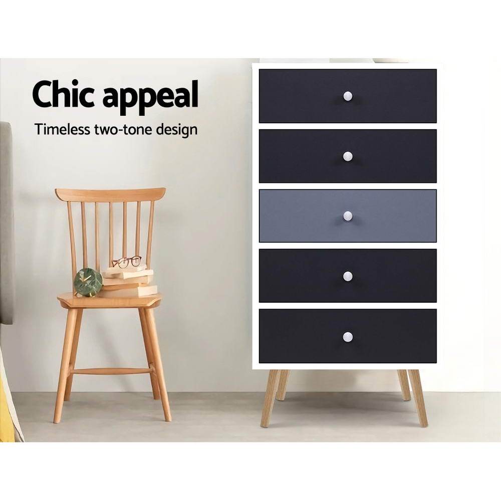 Artiss Tallboy Chest of Drawers Grey White - Newstart Furniture