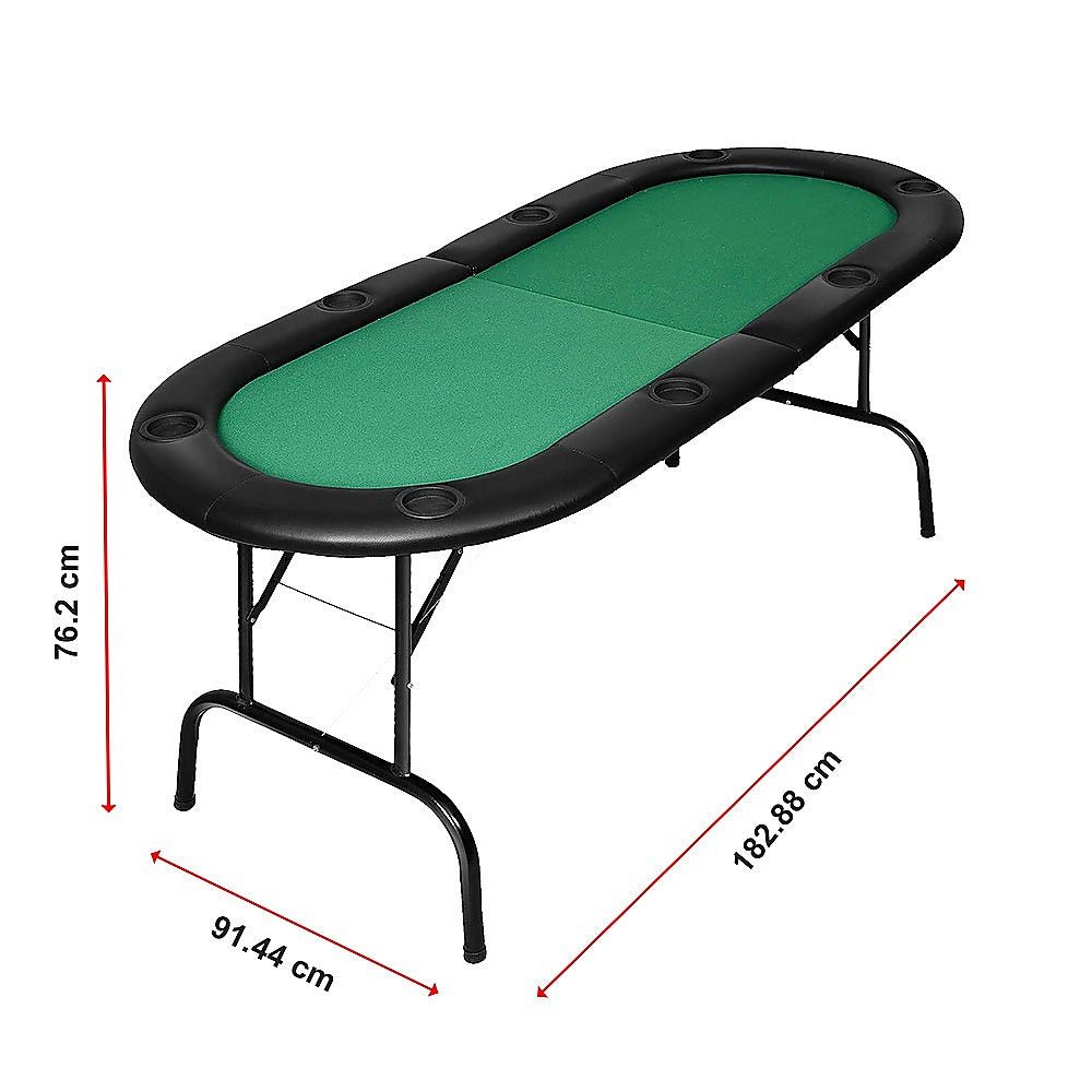 185cm 8 Player Folding Poker Blackjack Table with Cup Holder - Newstart Furniture