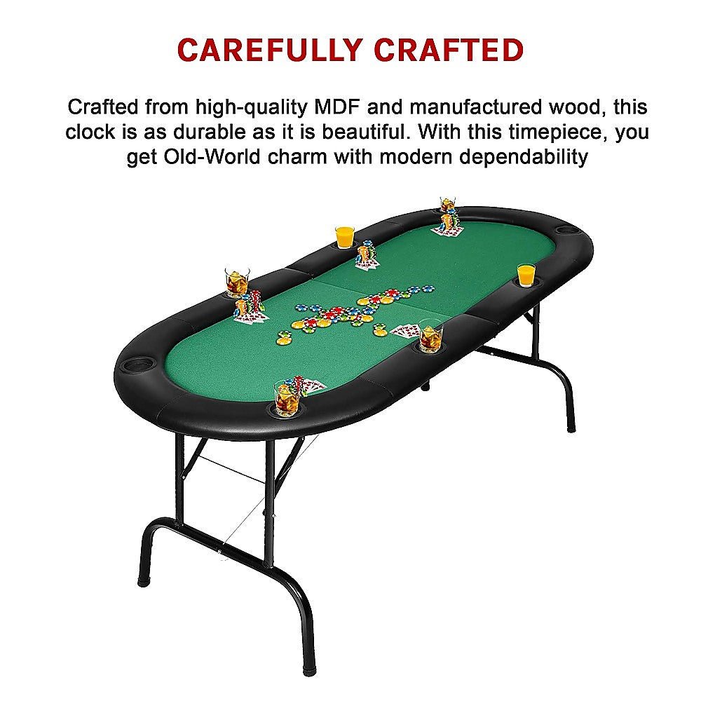 185cm 8 Player Folding Poker Blackjack Table with Cup Holder - Newstart Furniture