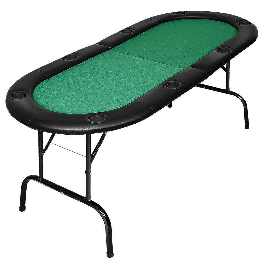 185cm 8 Player Folding Poker Blackjack Table with Cup Holder - Newstart Furniture