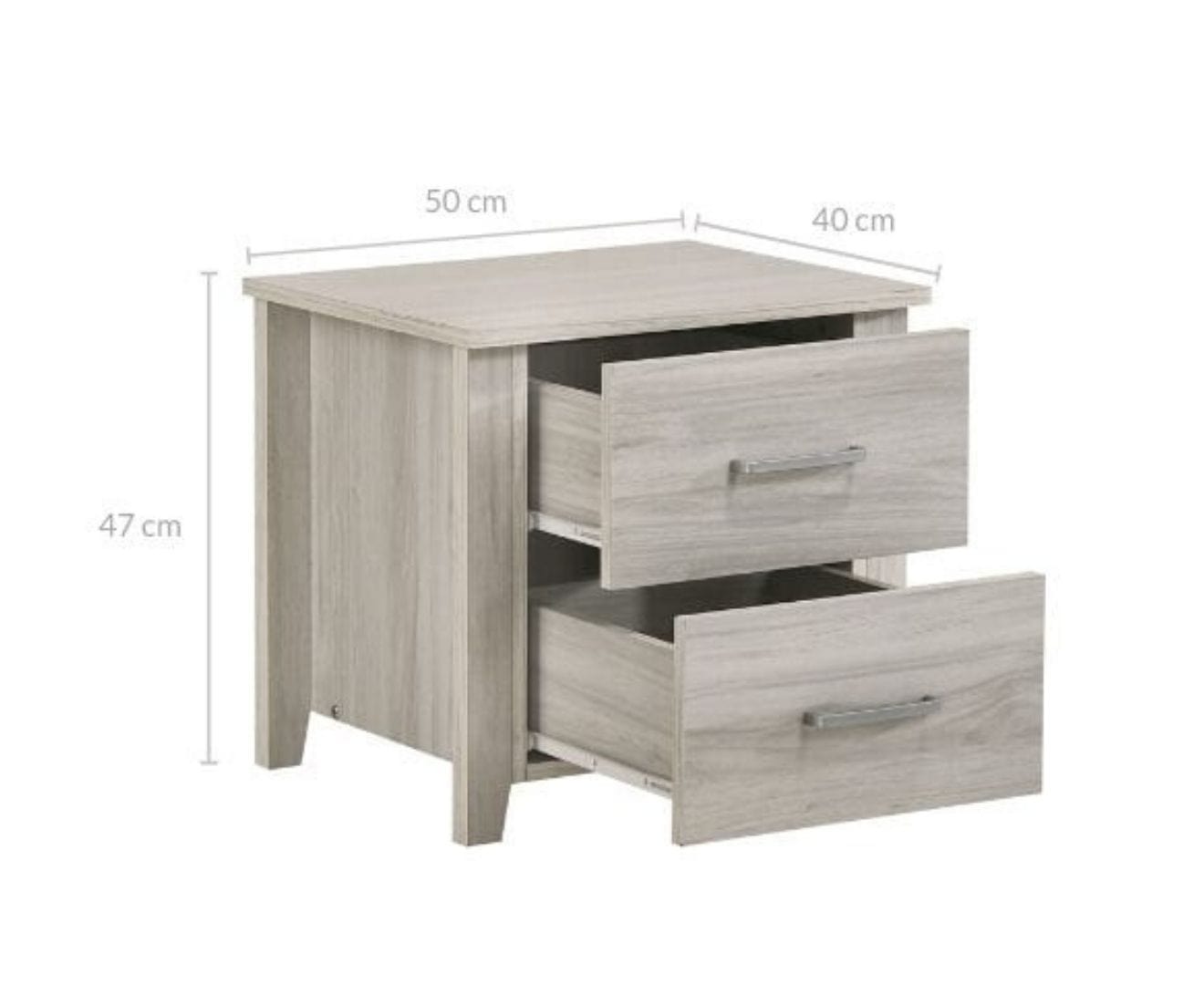 2 Drawers Bedside Table In White Oak - Newstart Furniture