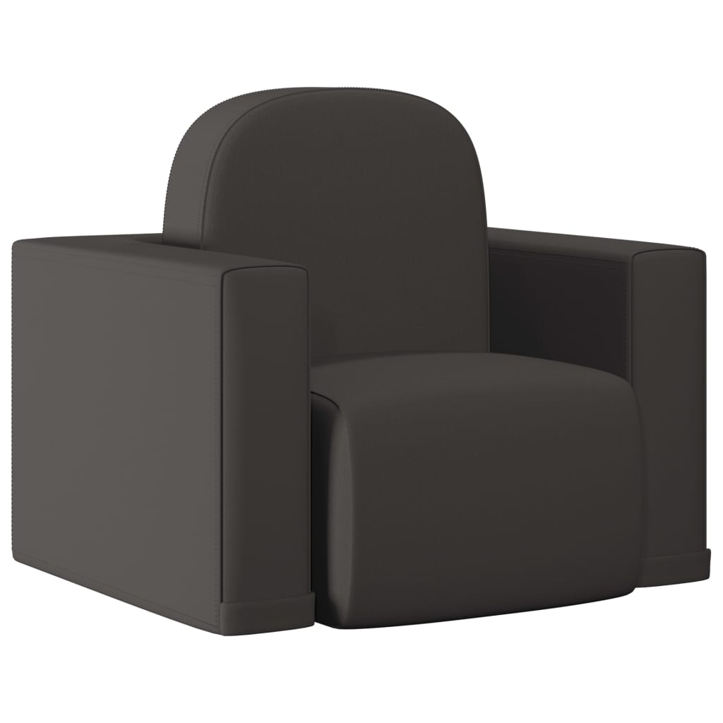 2-in-1 Children Sofa Black Faux Leather - Newstart Furniture