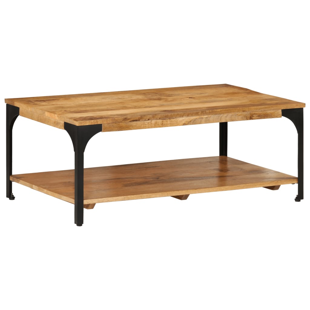 2-Layer Coffee Table 100x55x38 cm Solid Wood Mango and Steel - Newstart Furniture