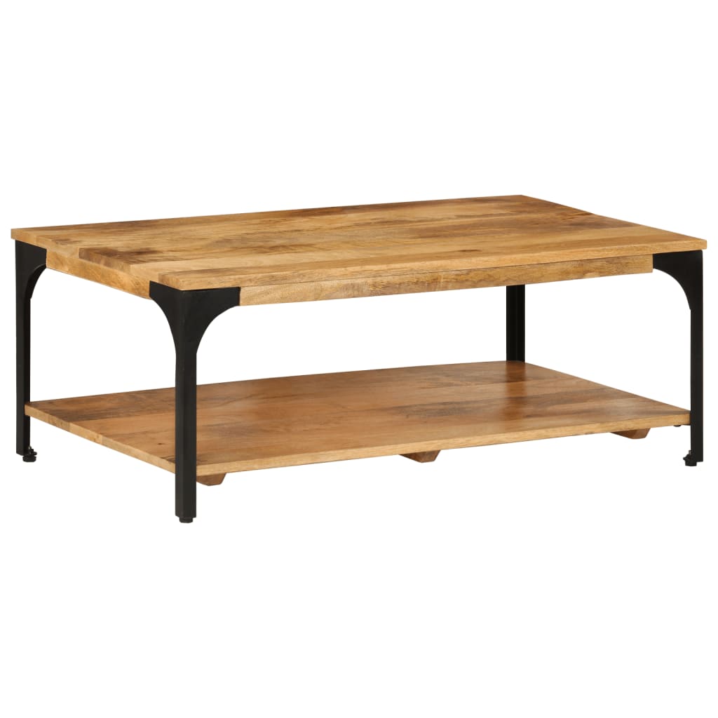 2-Layer Coffee Table 100x55x38 cm Solid Wood Mango and Steel - Newstart Furniture