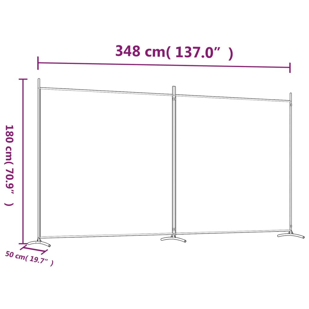 2-Panel Room Divider Anthracite 348x180 cm Fabric - Newstart Furniture