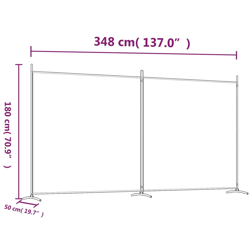 2-Panel Room Divider Black 348x180 cm Fabric - Newstart Furniture