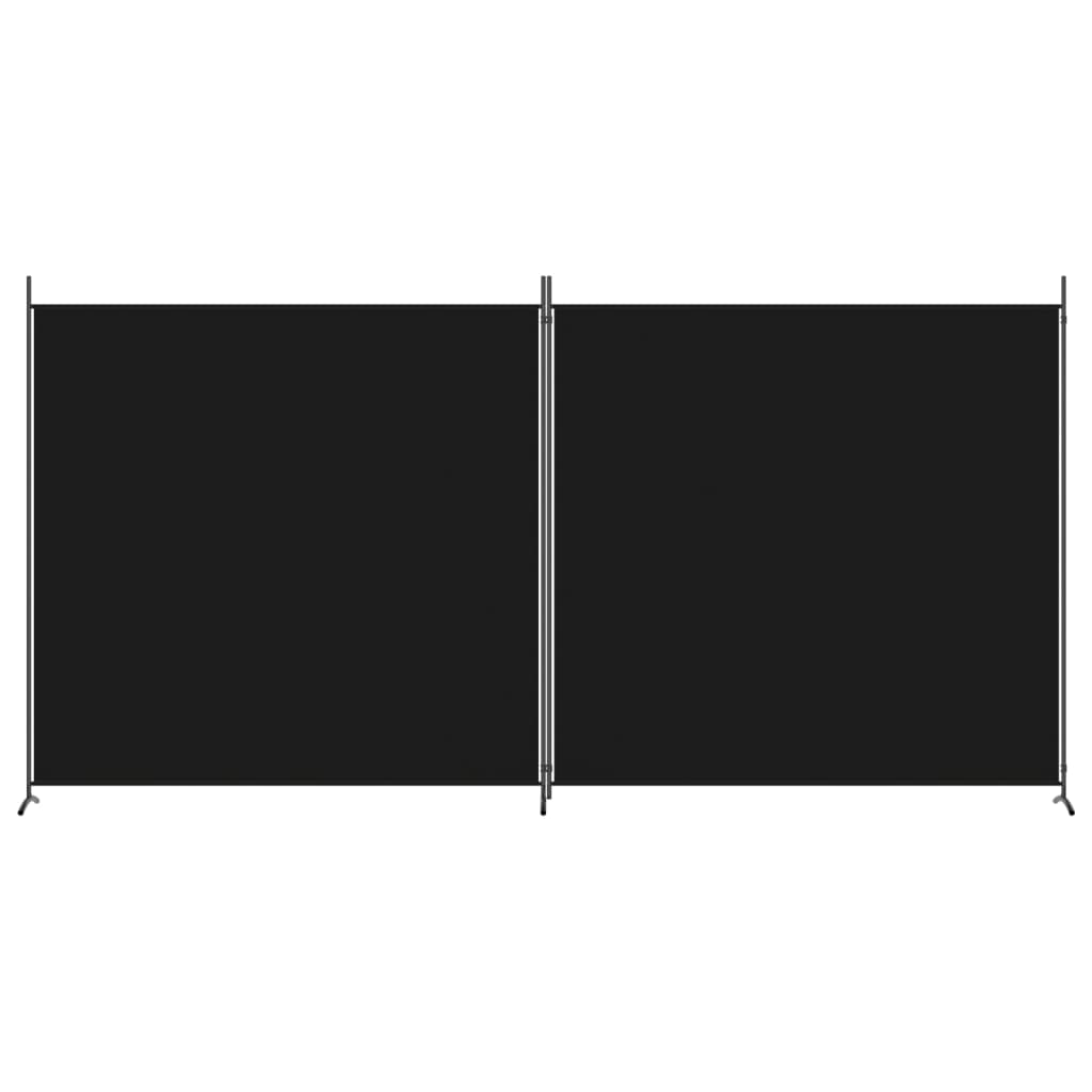 2-Panel Room Divider Black 348x180 cm Fabric - Newstart Furniture