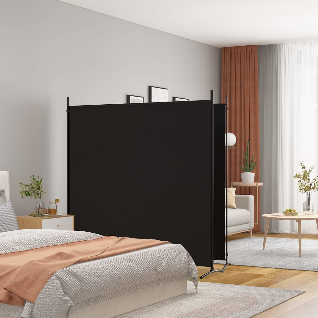 2-Panel Room Divider Black 348x180 cm Fabric - Newstart Furniture