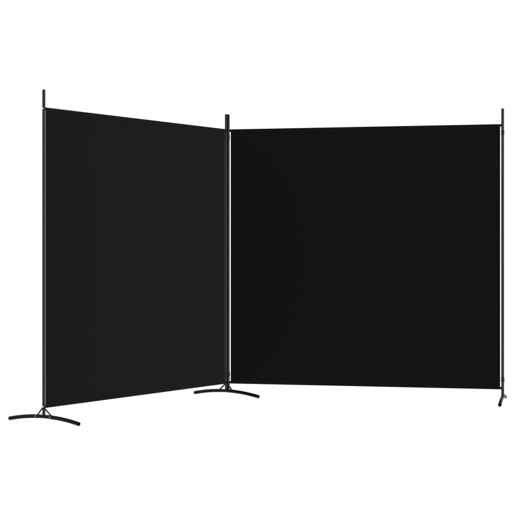 2-Panel Room Divider Black 348x180 cm Fabric - Newstart Furniture