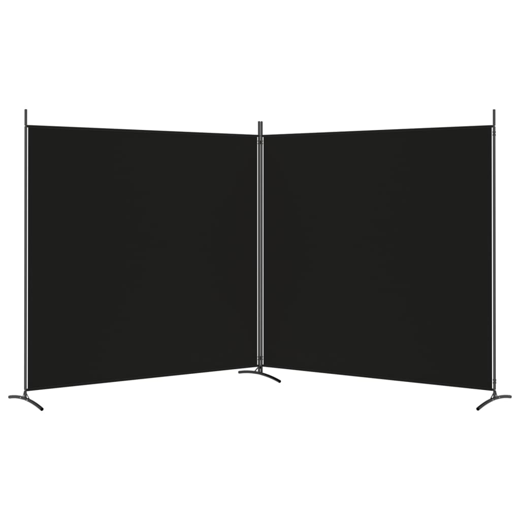 2-Panel Room Divider Black 348x180 cm Fabric - Newstart Furniture