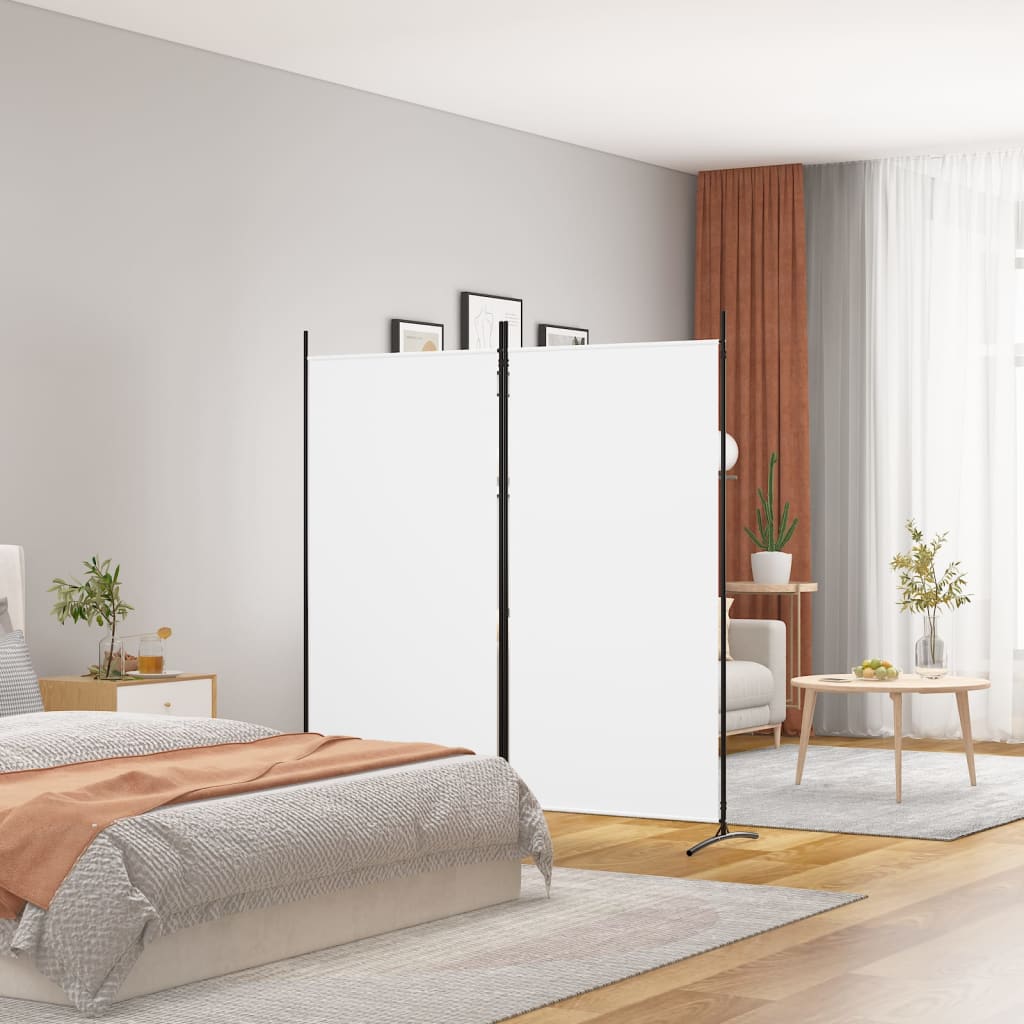 2-Panel Room Divider White 175x180 cm Fabric - Newstart Furniture