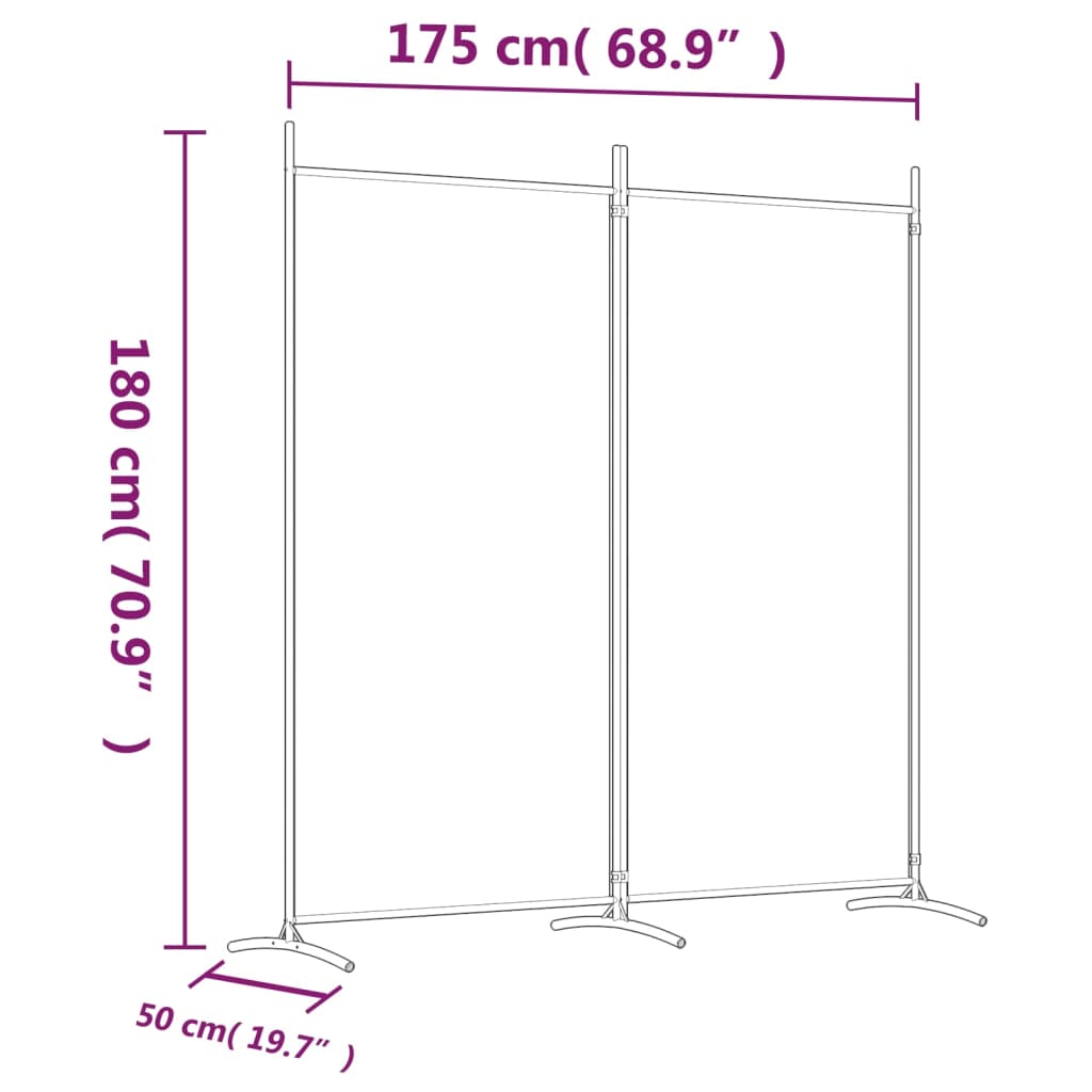 2-Panel Room Divider White 175x180 cm Fabric - Newstart Furniture