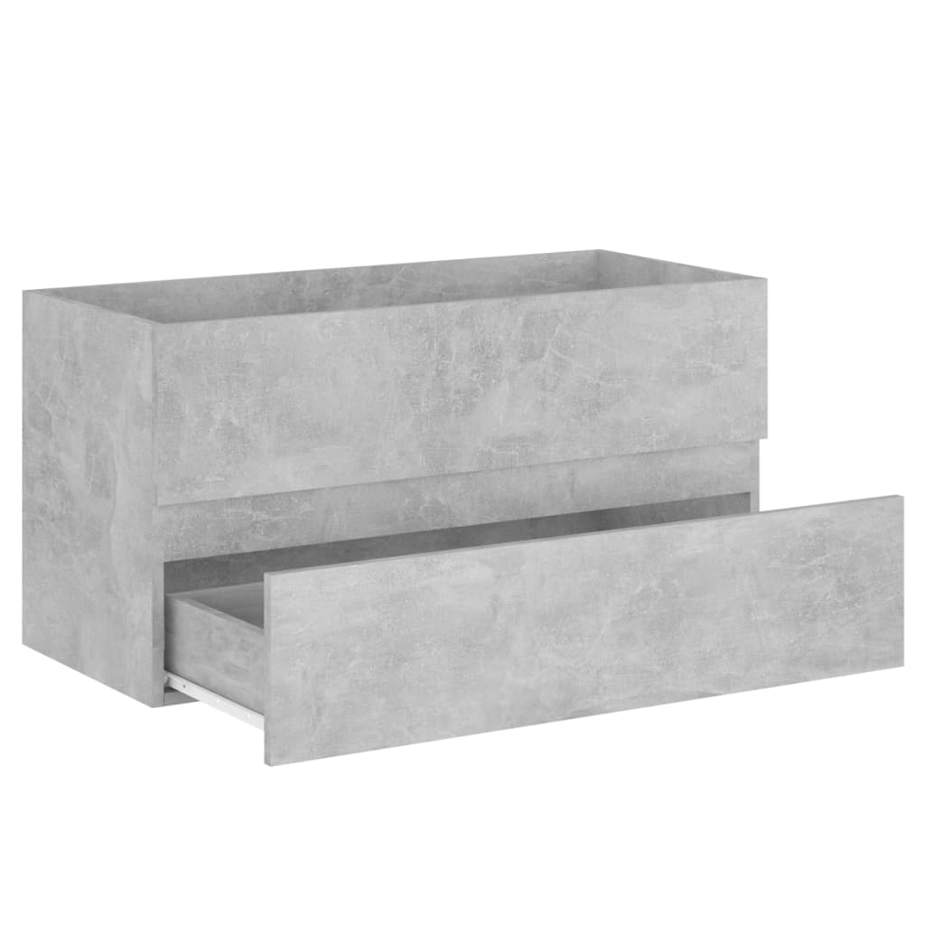 2 Piece Bathroom Furniture Set Concrete Grey Engineered Wood - Newstart Furniture