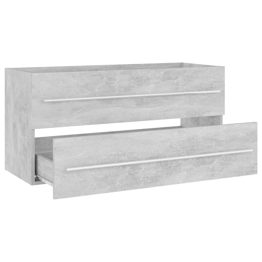 2 Piece Bathroom Furniture Set Concrete Grey Engineered Wood - Newstart Furniture