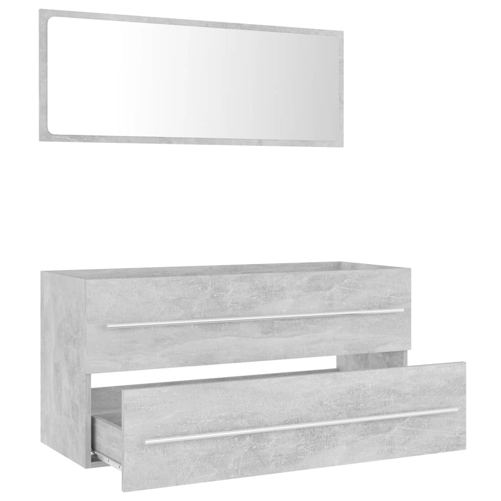 2 Piece Bathroom Furniture Set Concrete Grey Engineered Wood - Newstart Furniture