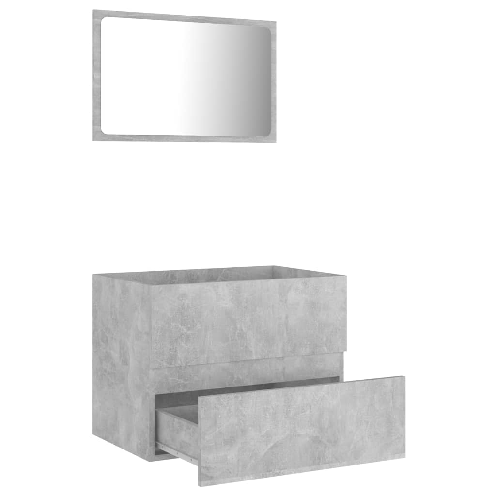 2 Piece Bathroom Furniture Set Concrete Grey Engineered Wood - Newstart Furniture