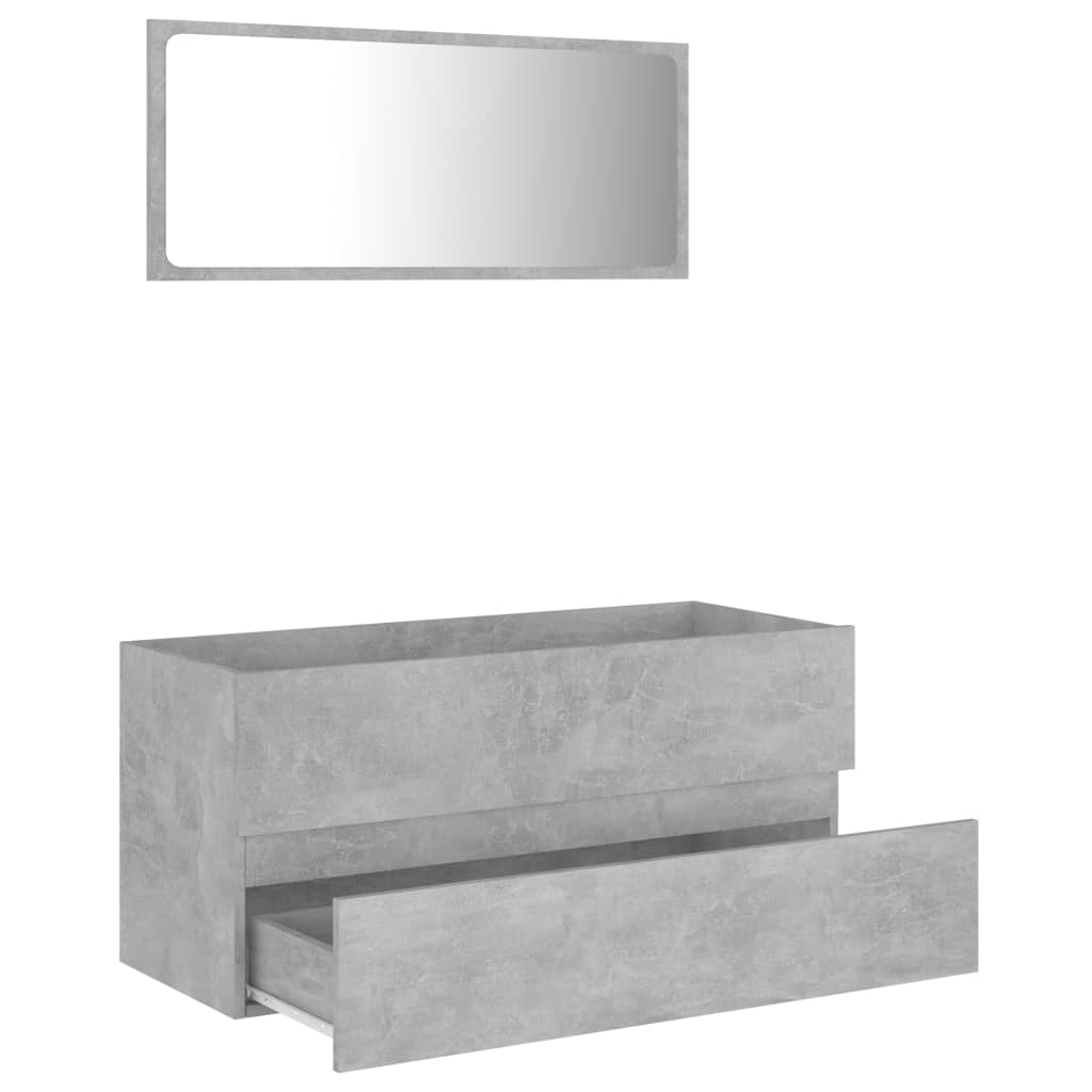 2 Piece Bathroom Furniture Set Concrete Grey Engineered Wood - Newstart Furniture