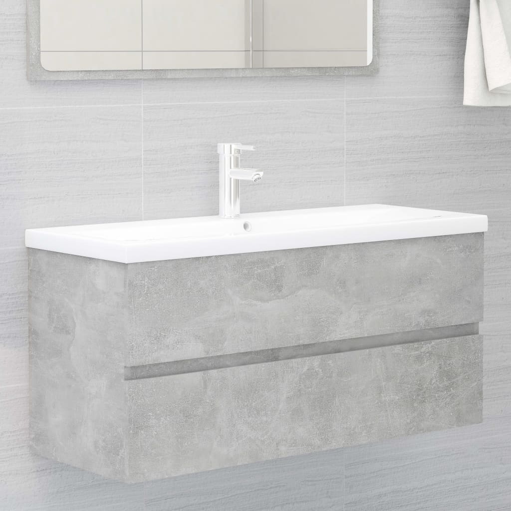 2 Piece Bathroom Furniture Set Concrete Grey Engineered Wood - Newstart Furniture