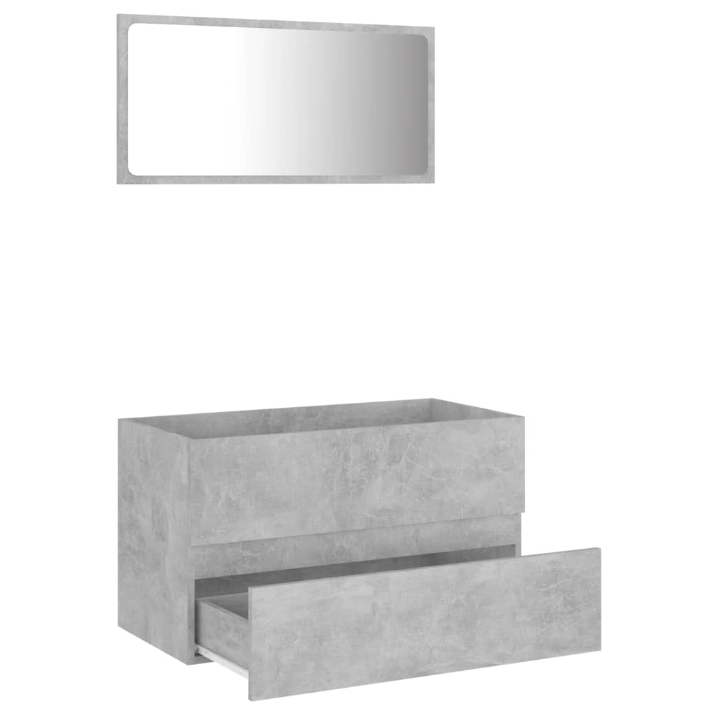 2 Piece Bathroom Furniture Set Concrete Grey Engineered Wood - Newstart Furniture