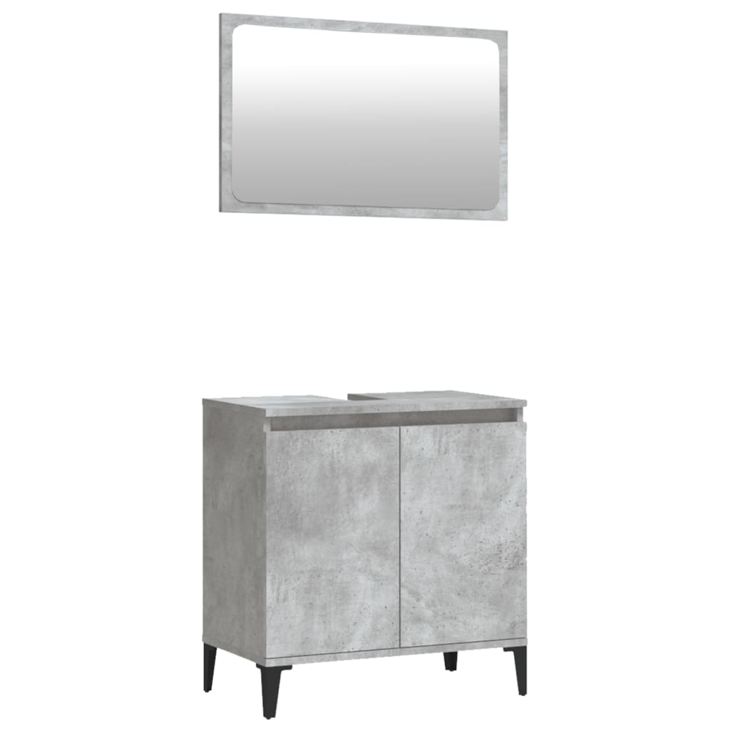 2 Piece Bathroom Furniture Set Concrete Grey Engineered Wood - Newstart Furniture