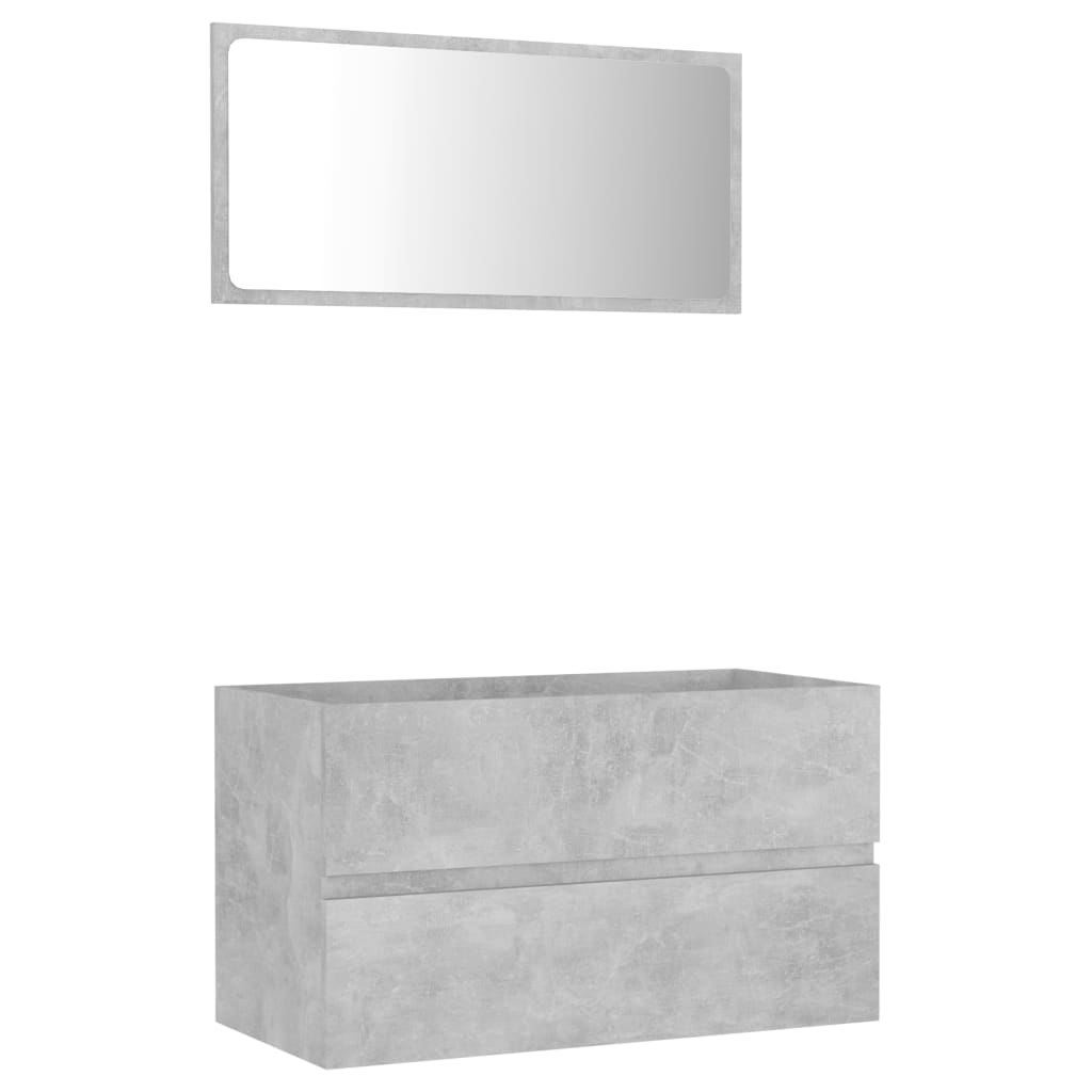 2 Piece Bathroom Furniture Set Concrete Grey Engineered Wood - Newstart Furniture