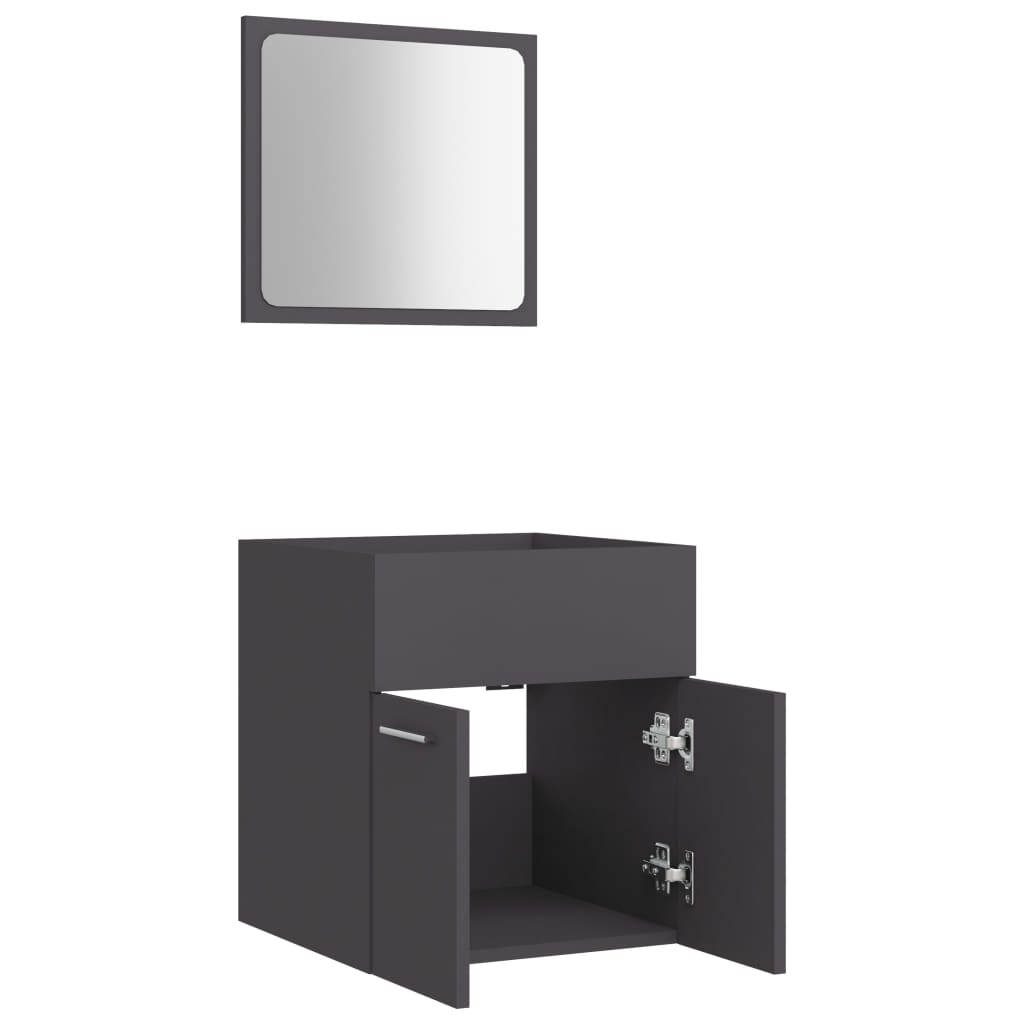 2 Piece Bathroom Furniture Set Grey Chipboard - Newstart Furniture