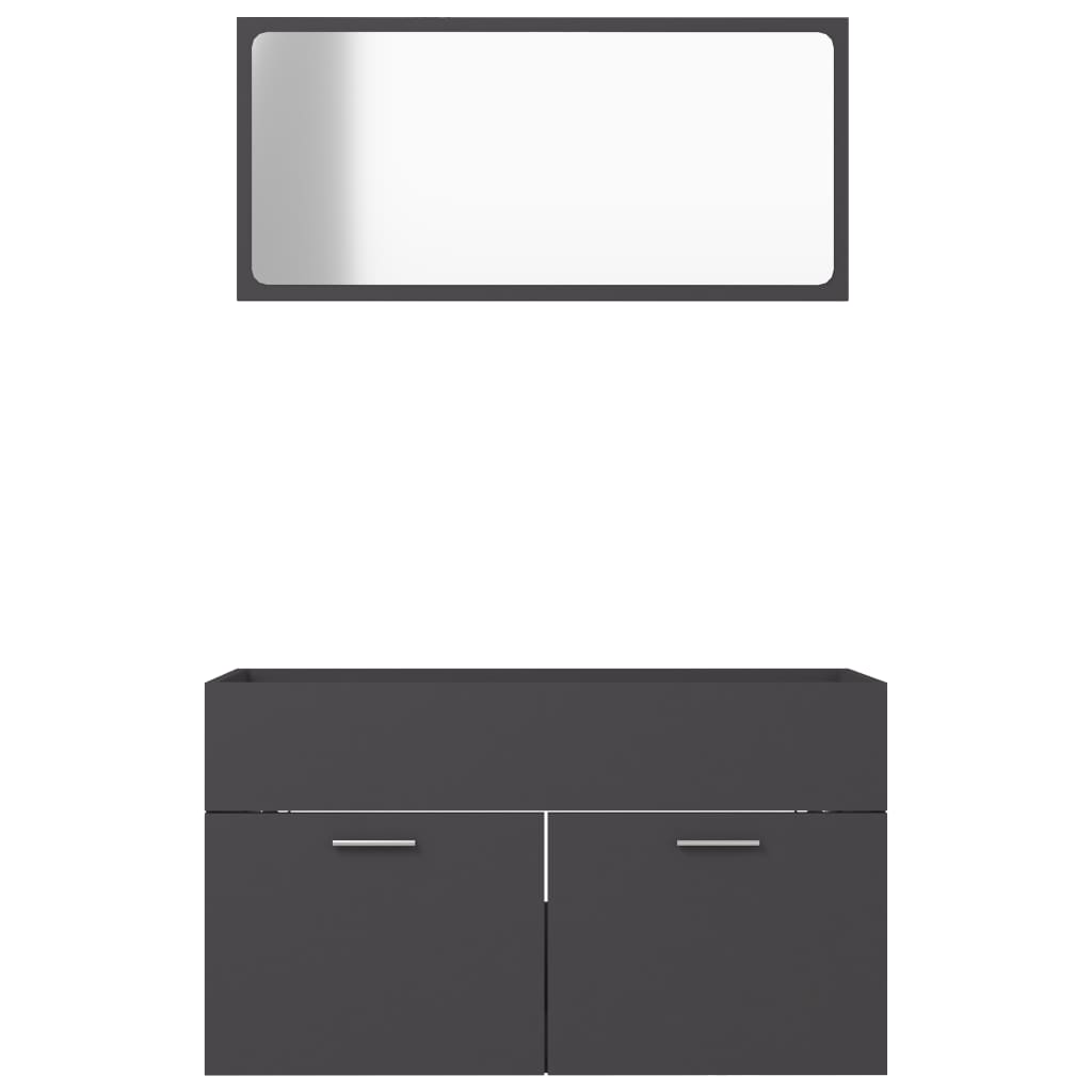 2 Piece Bathroom Furniture Set Grey Engineered Wood - Newstart Furniture