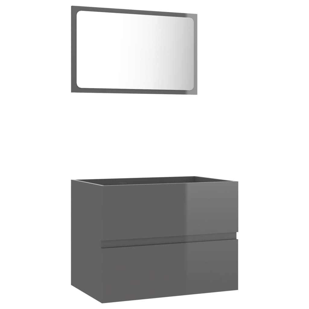 2 Piece Bathroom Furniture Set Grey Engineered Wood - Newstart Furniture