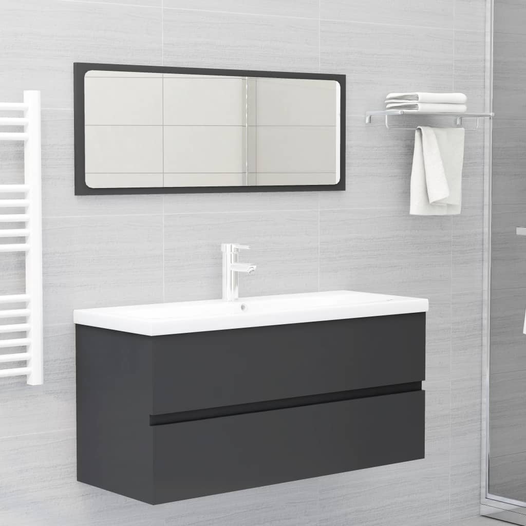 2 Piece Bathroom Furniture Set Grey Engineered Wood - Newstart Furniture