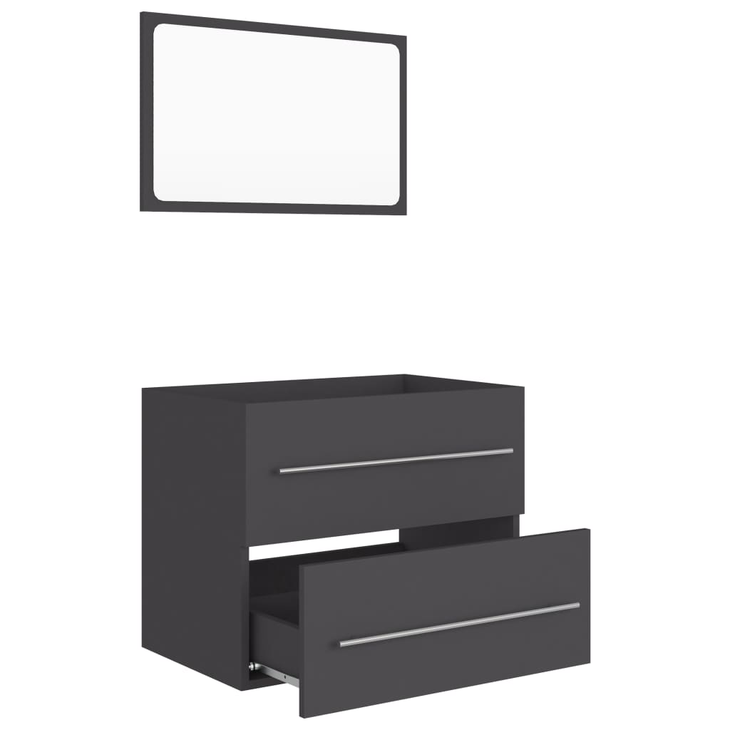 2 Piece Bathroom Furniture Set Grey Engineered Wood - Newstart Furniture