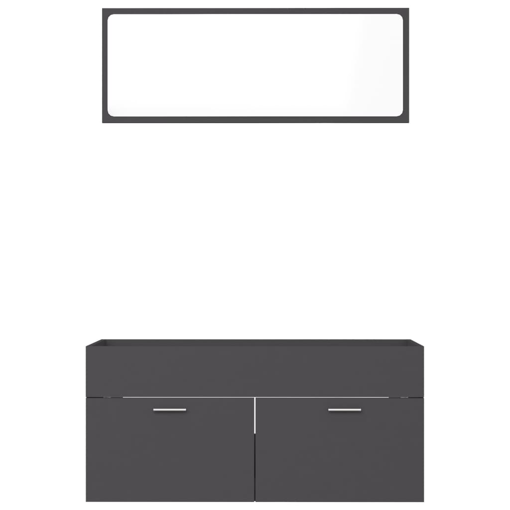 2 Piece Bathroom Furniture Set Grey Engineered Wood - Newstart Furniture