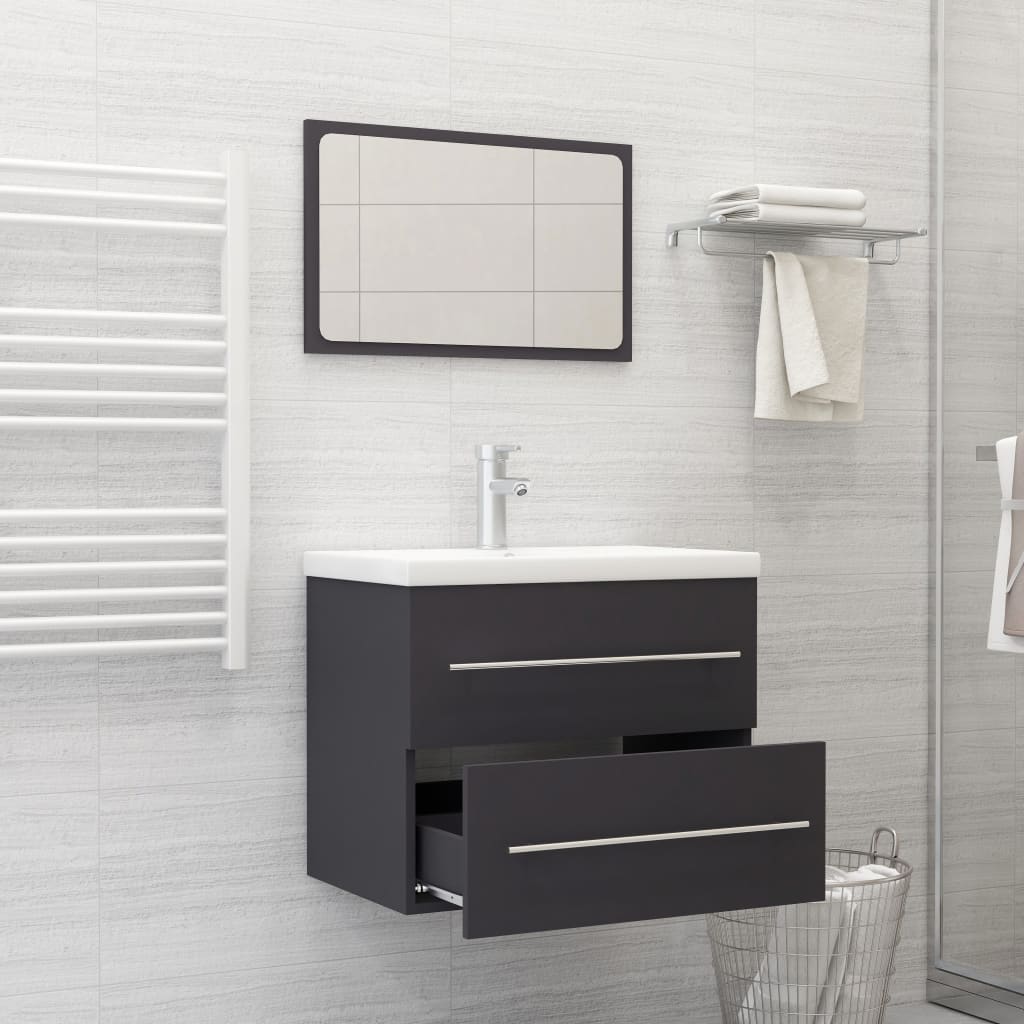 2 Piece Bathroom Furniture Set Grey Engineered Wood - Newstart Furniture