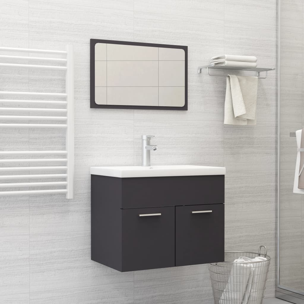 2 Piece Bathroom Furniture Set Grey Engineered Wood - Newstart Furniture