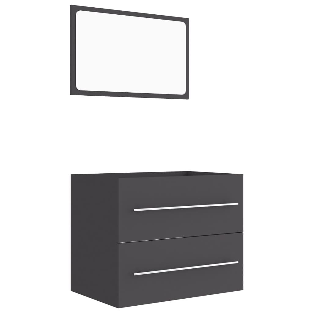 2 Piece Bathroom Furniture Set Grey Engineered Wood - Newstart Furniture