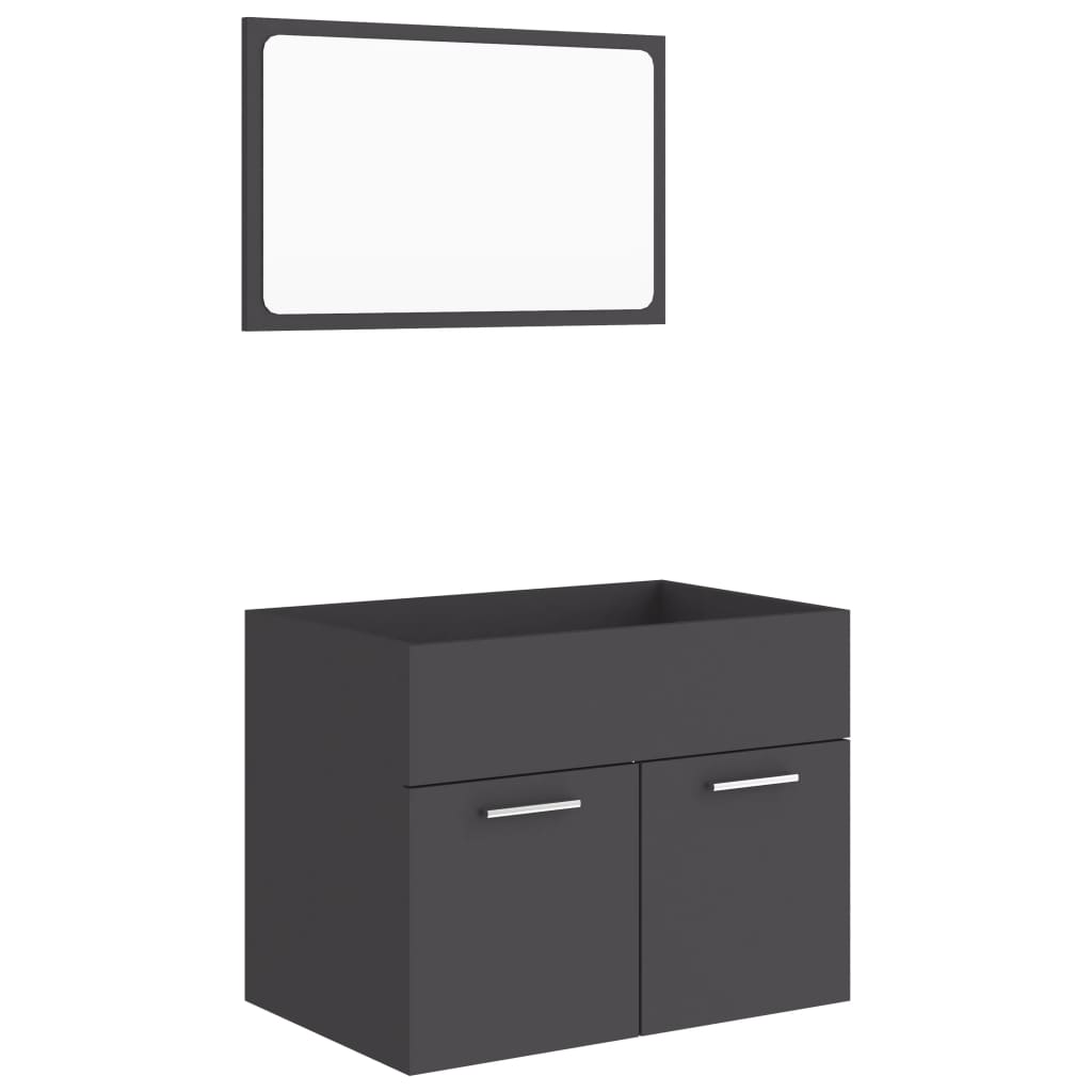 2 Piece Bathroom Furniture Set Grey Engineered Wood - Newstart Furniture