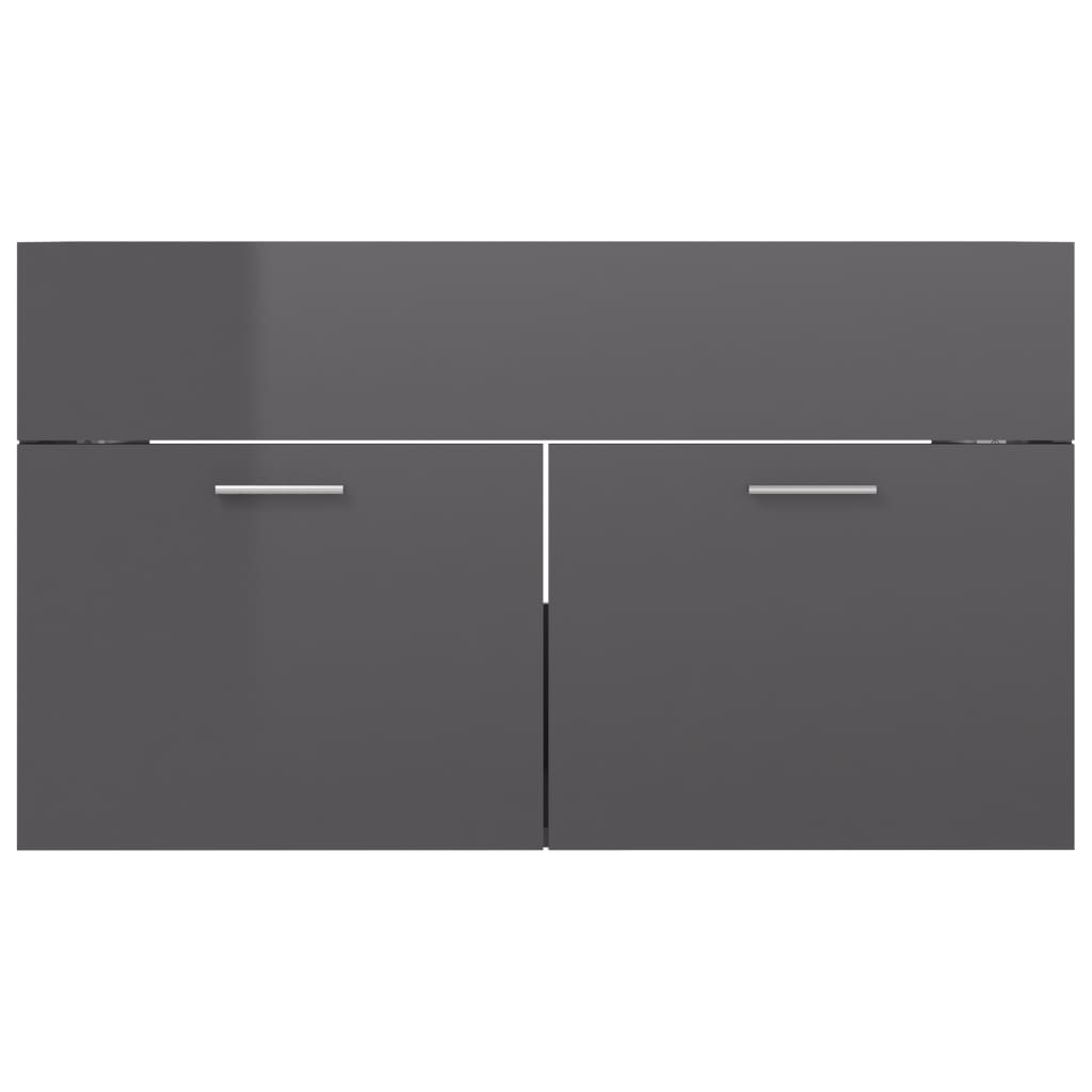 2 Piece Bathroom Furniture Set High Gloss Grey Engineered Wood - Newstart Furniture