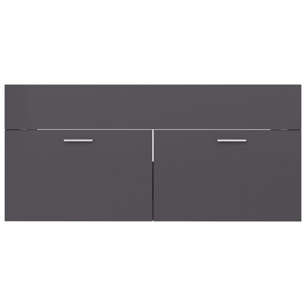 2 Piece Bathroom Furniture Set High Gloss Grey Engineered Wood - Newstart Furniture