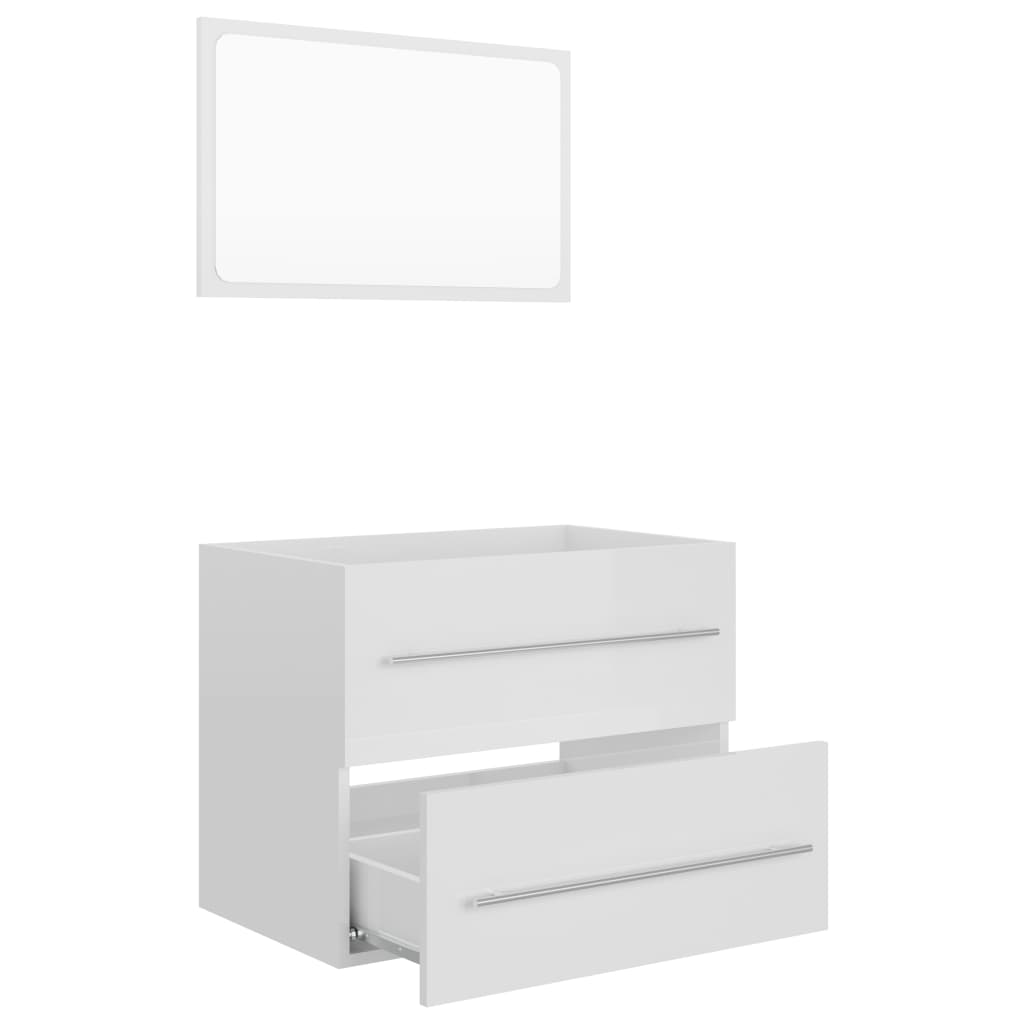 2 Piece Bathroom Furniture Set High Gloss White Engineered Wood - Newstart Furniture