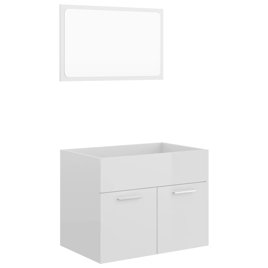 2 Piece Bathroom Furniture Set High Gloss White Engineered Wood - Newstart Furniture