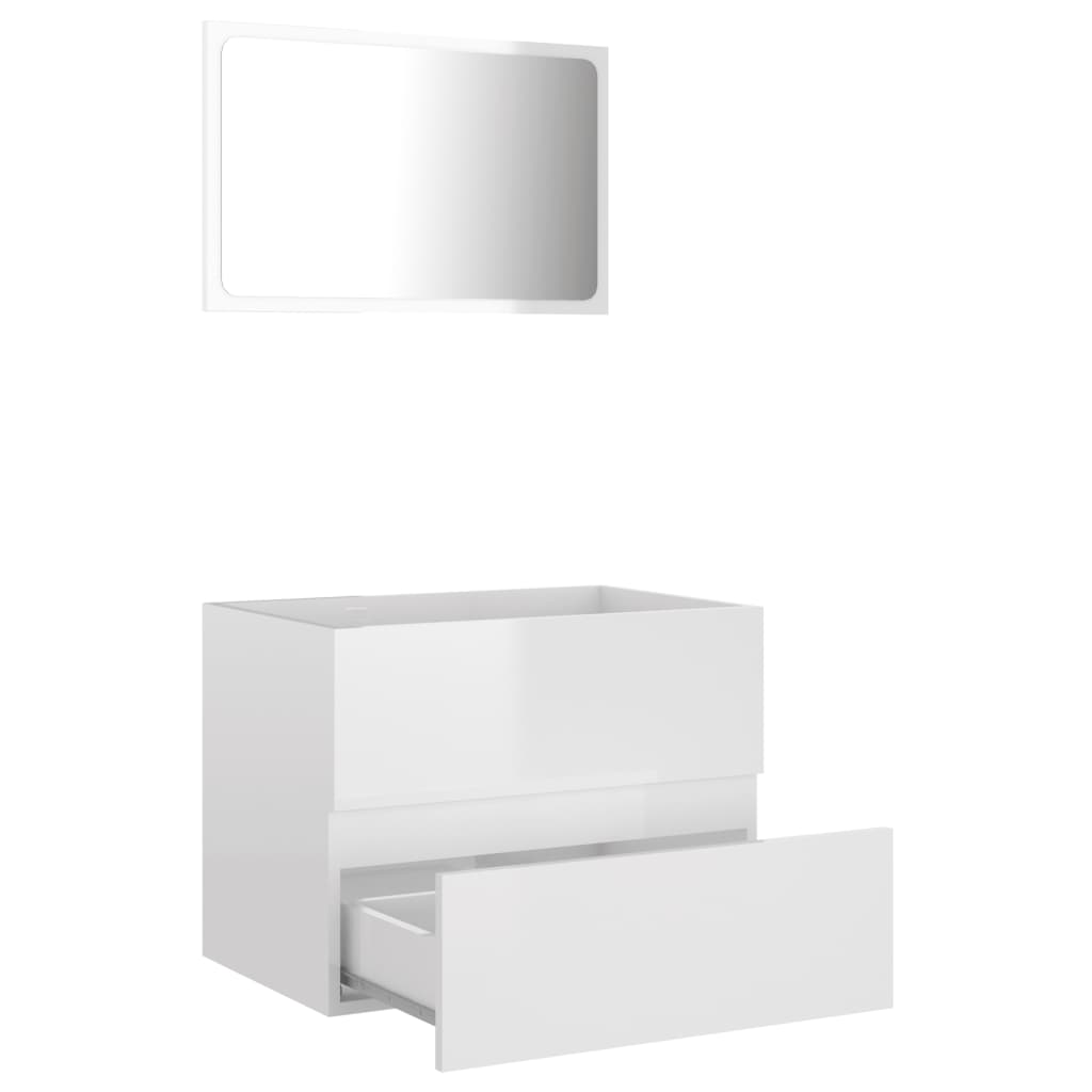 2 Piece Bathroom Furniture Set High Gloss White Engineered Wood - Newstart Furniture