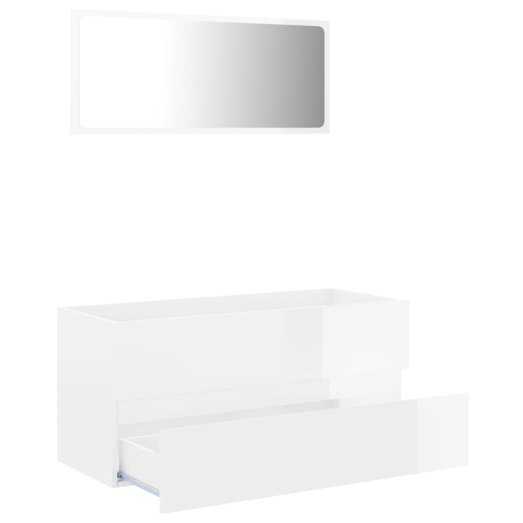 2 Piece Bathroom Furniture Set High Gloss White Engineered Wood - Newstart Furniture